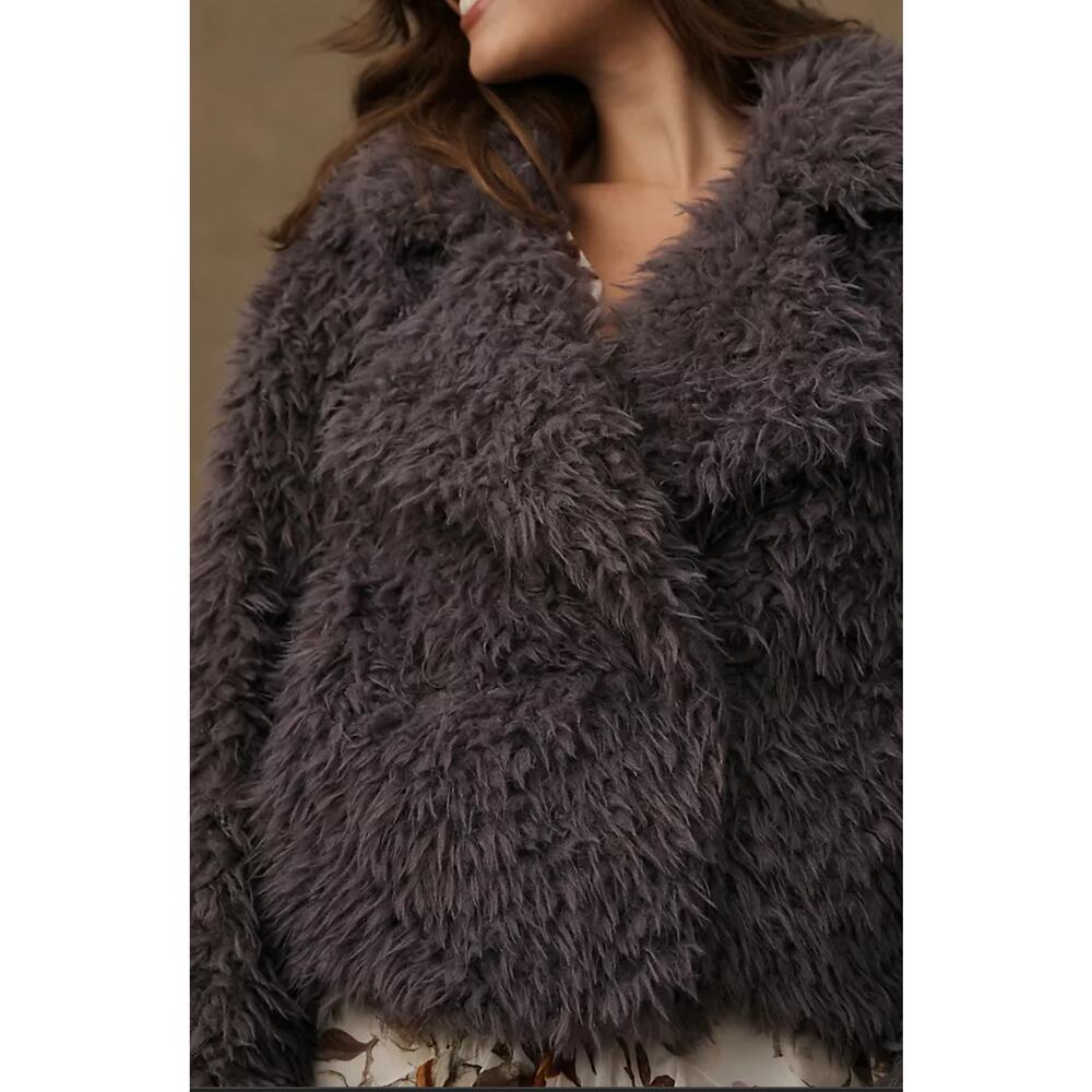 NWT Anthropologie Faux Fur Gray Jacket - Size XS - Picture 3 of 4